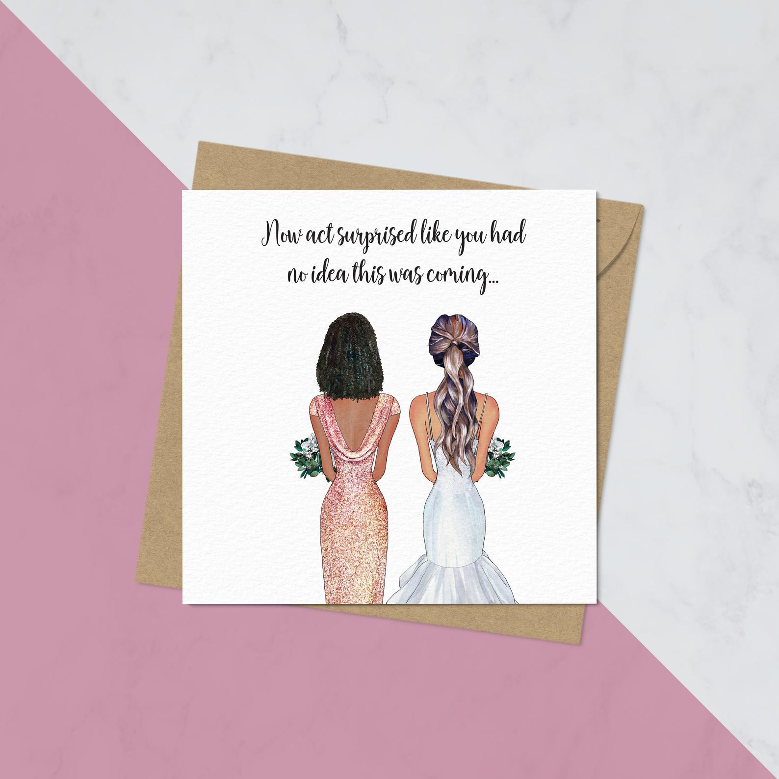 personalized card avatar drawings FoxesOnBoxes Bridesmaid thank you card mother of the bride wedding